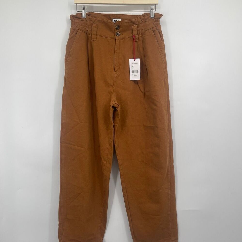 Urban Outfitters Taupe High Waisted Cotton Tapered Paperbag Pants Size Large NWT